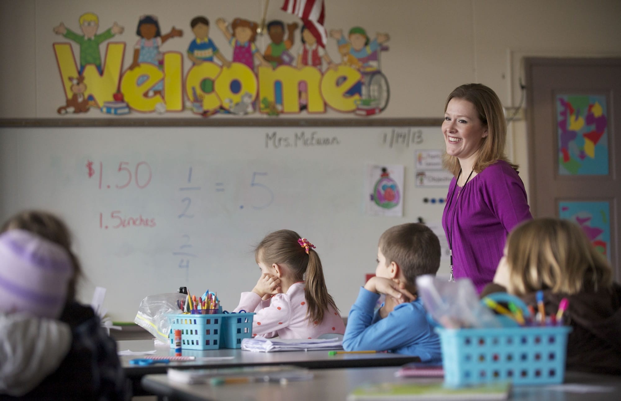 Courtney McEwan teaches math to third-graders at Vancouver Home Connection's Lieser Road School.