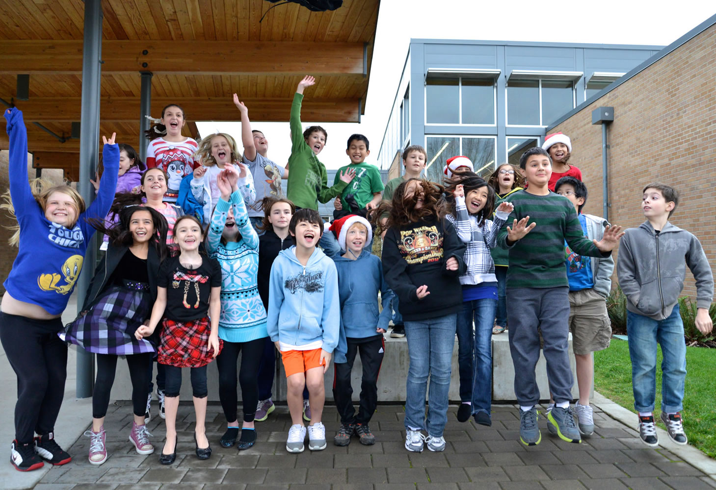 Camas: This photo of generous, jubilant fifth-graders at Helen Baller Elementary School won Umpqua Bank's Show Us How You Give contest.