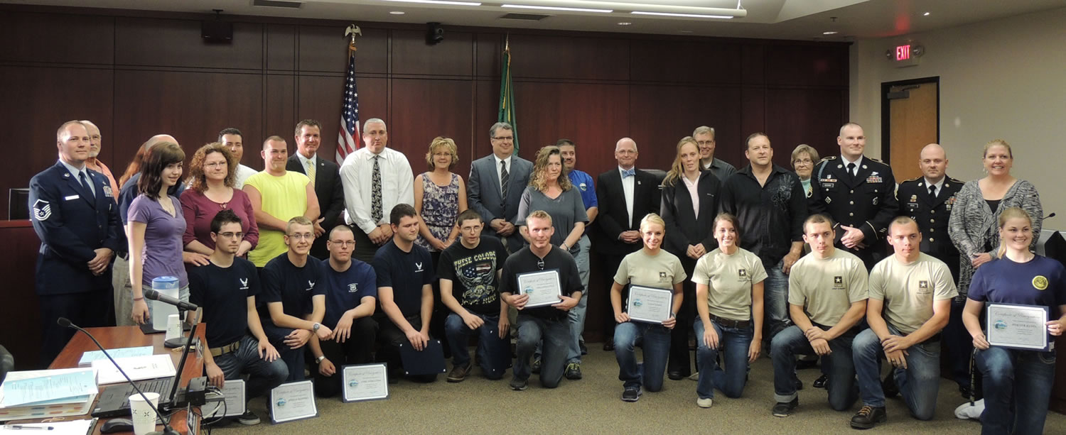 Battle Ground: On May 20, the Battle Ground City Council honored 13 high school seniors who are headed for military service.