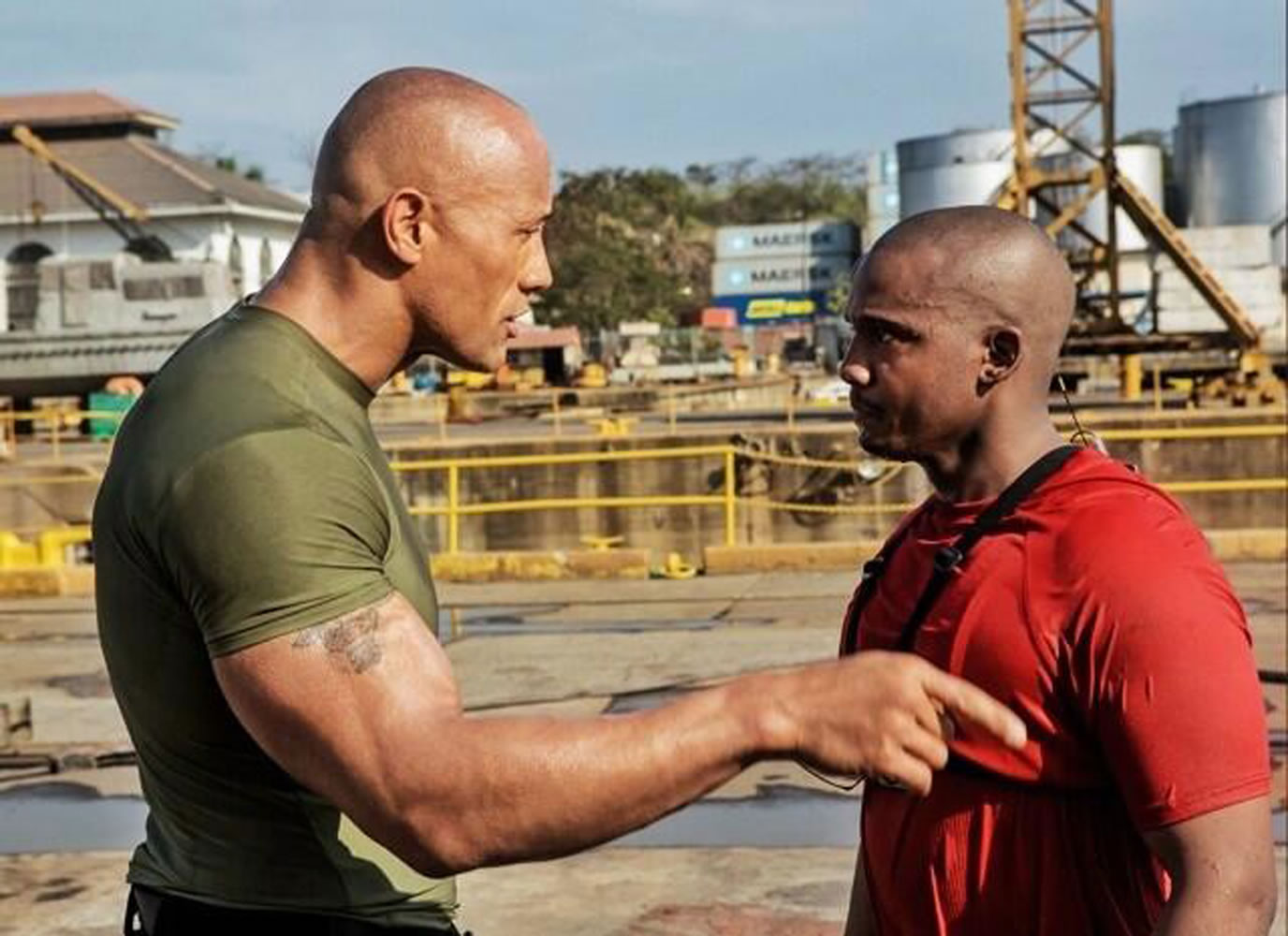 TNT
Darnell McAdams, right, learns about heroics from Dwayne &quot;The Rock&quot; Johnson on the new TNT competition series &quot;The Hero.&quot; Giving a hint about what's to come when the show premieres Thursday, Johnson sent the photo of the 32-year-old father to nearly 4.8 million Twitter users with the message: &quot;Family means everything to this man. Real men may cry ... they also overcome.&quot;