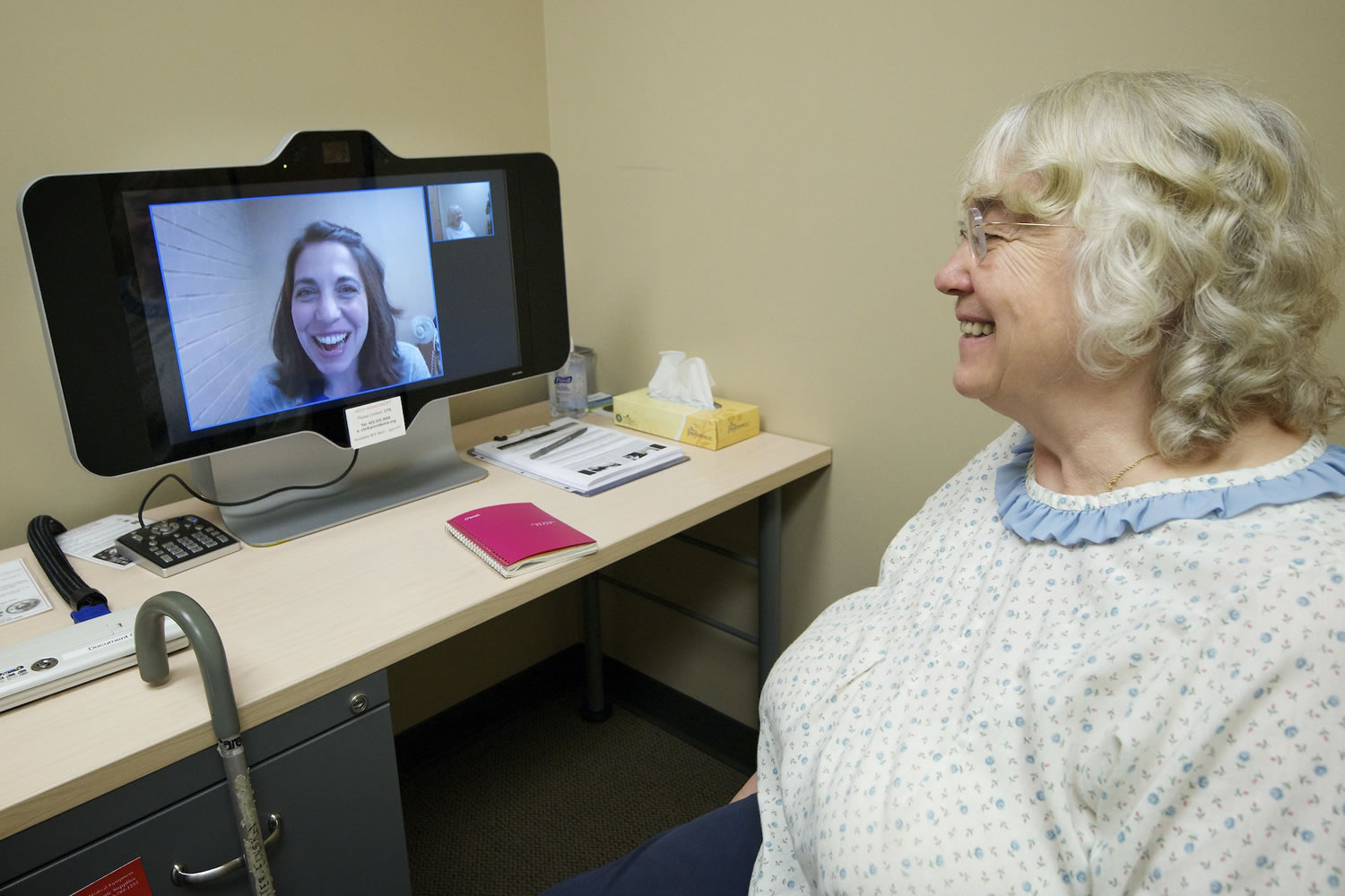 Olga Veter-Eluska of Vancouver, right, consults certified diabetes educator Juleeanna Andreoni in a telehealth visit -- avoiding the stress and risk of a drive to Portland.