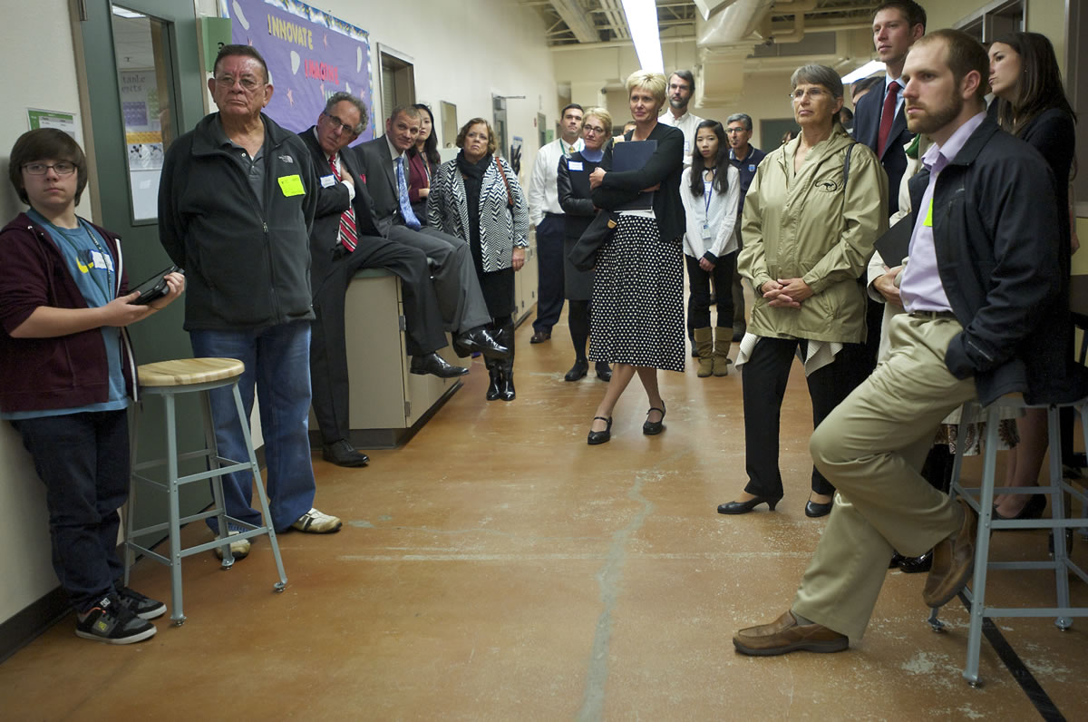 State lawmakers on the House Education Committee tour the Vancouver iTech Preparatory space in the Jim Parsley Community Center in Vancouver on Tuesday.