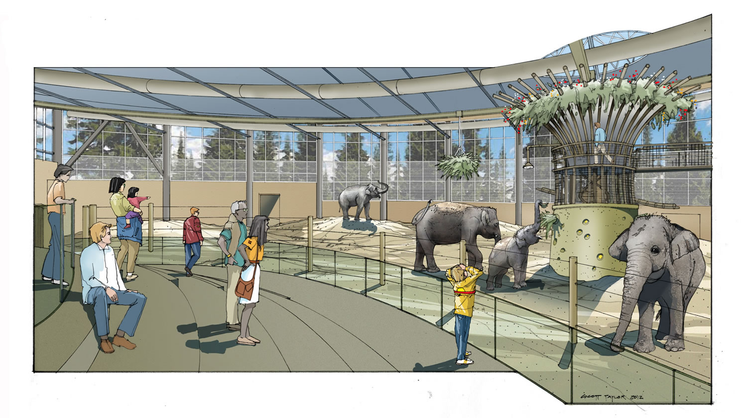 Forest Hall is the indoor portion of Elephant Lands and is scheduled to open in 2015.