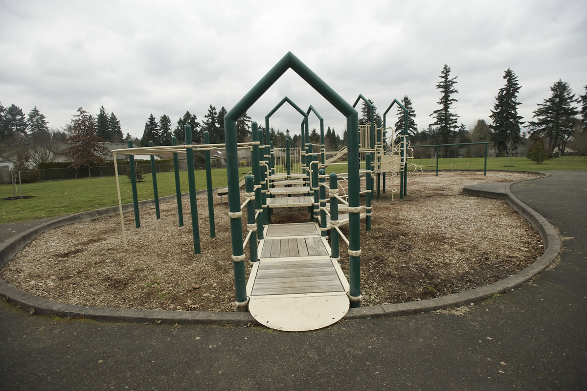 The playground equipment at the Wildwood Park in Vancouver looks cleaner on Feb. 10 thanks to efforts made by the Wildwood Neighborhood Association to spruce up its local park.