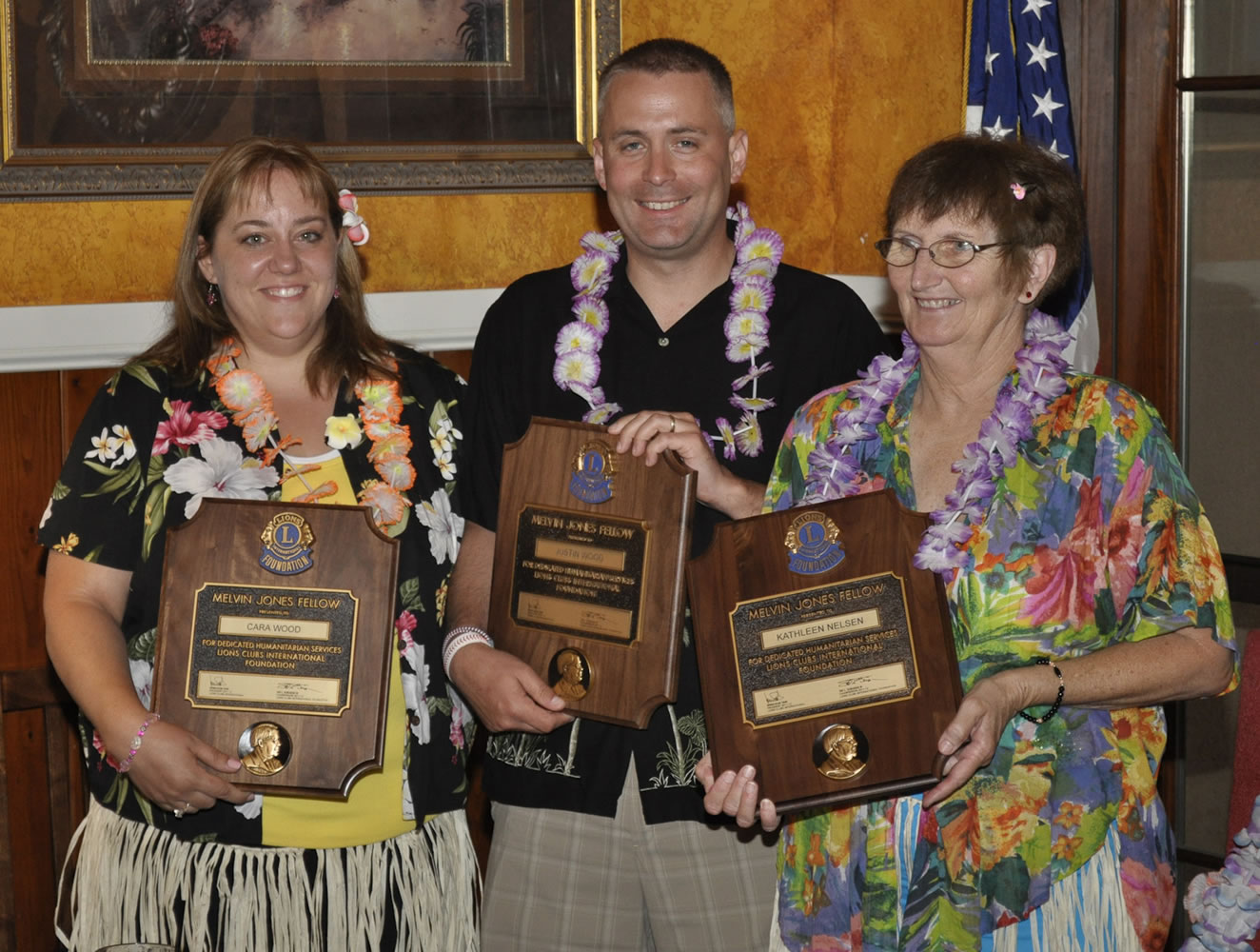 Hazel Dell: Cara Wood, Justin Wood and Kathy Nelson were honored as Melvin Jones Fellows, the highest recognition a Lion can receive for distinguished work and efforts in service to humanity, at the Hazel Dell Lionsi banquet June 20.