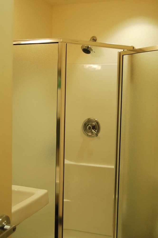 This shower was installed in the bathroom near Vancouver Public Schools Superintendent Steve Webb's office at a cost of about $4,000.