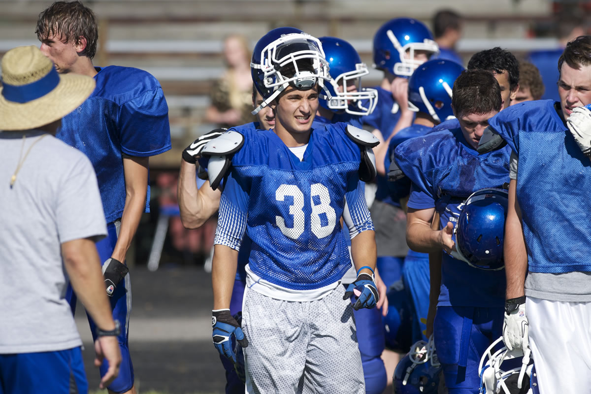 Mountain View High School football player Avi Bharth at practice.