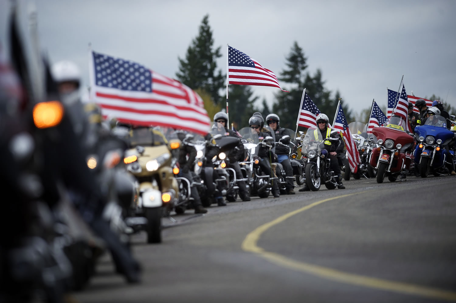 About 150 riders and drivers were in the Veterans Convoy on Sunday.