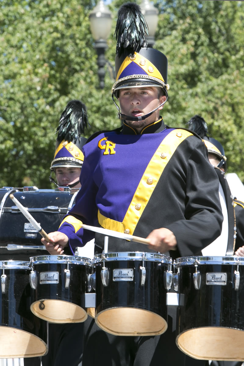 The Columbia River High School Marching Band won third place among out-of-state bands of 99 members or less in the Grand Floral Parade in Portland on Saturday.