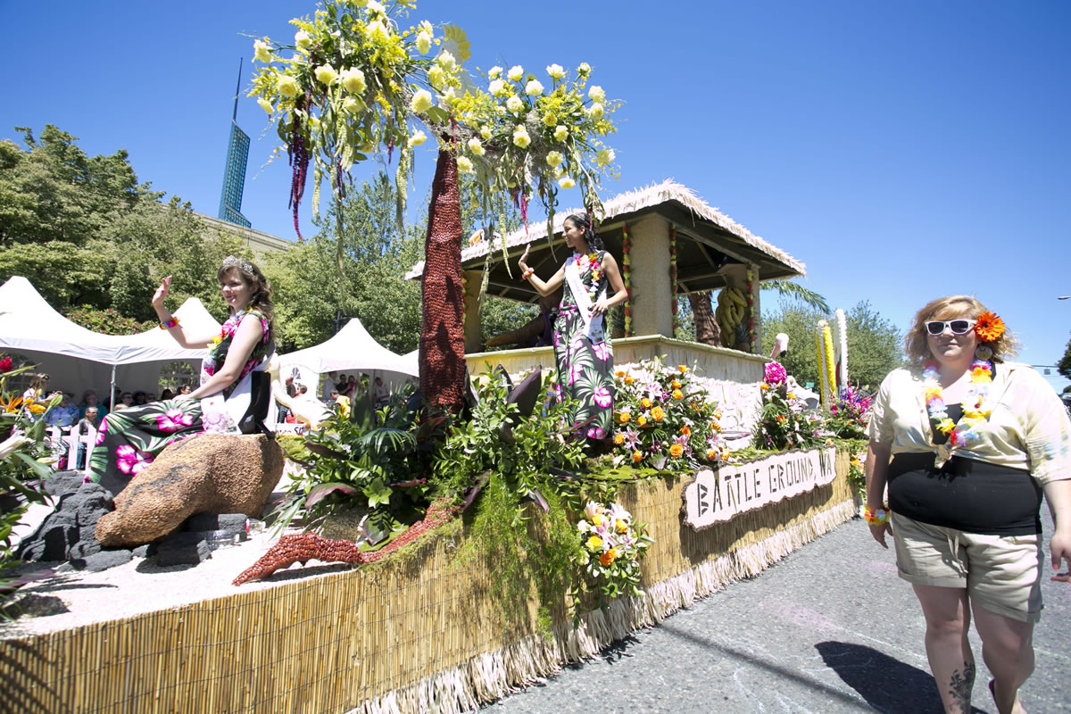 The Battle Ground Float won the Royal Rosarian Award in the Grand Floral Parade in Portland on Saturday.