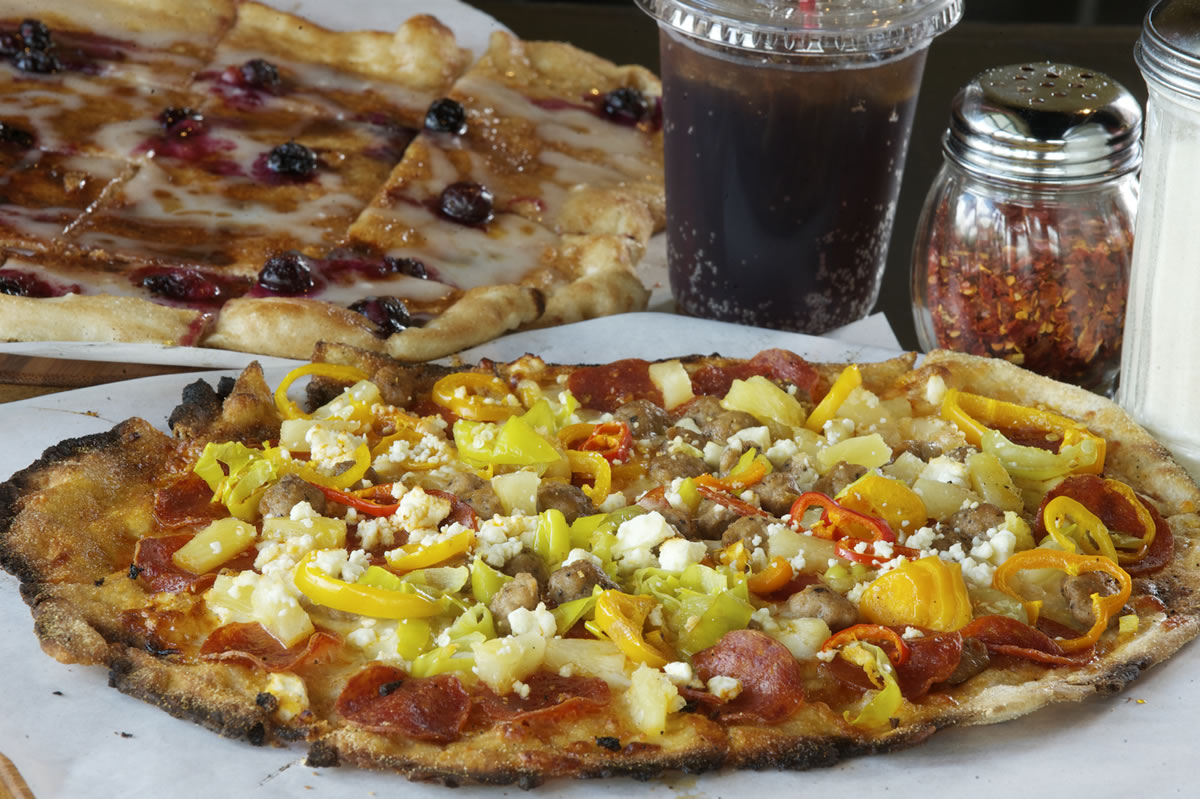 The Wyoming Pizza aith the Blueberry Delight at Uncle D's Woodfire Pizza.