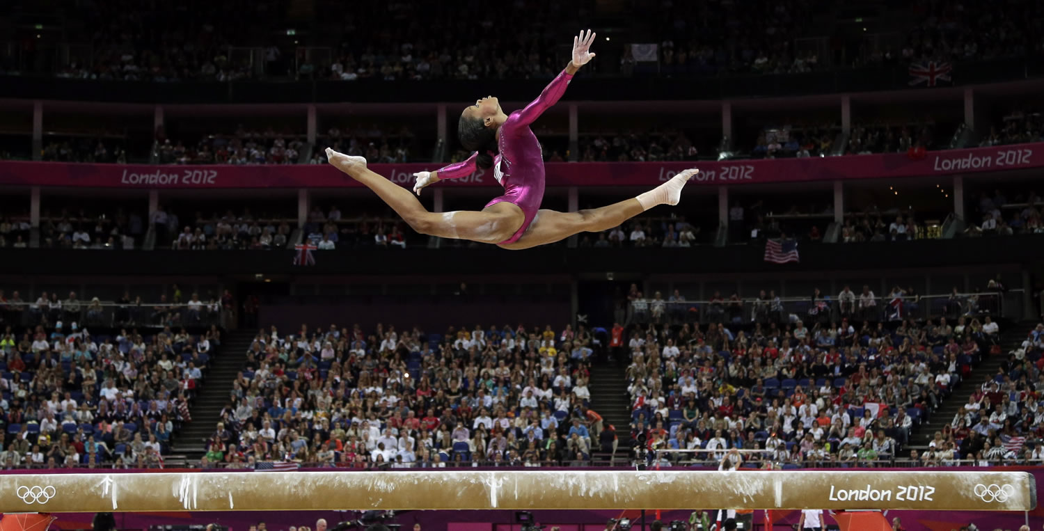 U.S. gymnast Gabrielle Douglas performs on the balance beam during the artistic gymnastics women's individual all-around competition at the 2012 Summer Olympics on Thursday in London.