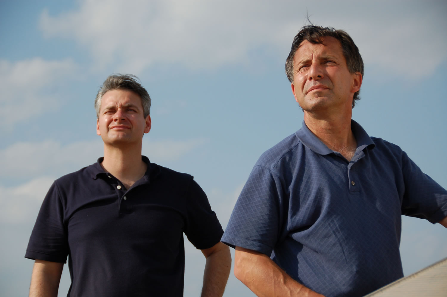The Discovery Channel
Storm chasers Carl Young and Tim Samaras watching the sky. Jim Samaras said Sunday that his brother Tim was killed along with Tim's son, Paul Samaras, and Carl Young on Friday in Oklahoma City.