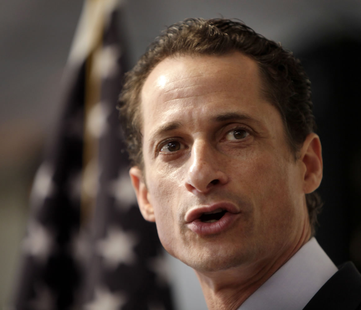 Anthony Weiner speaks at a news conference in New York.