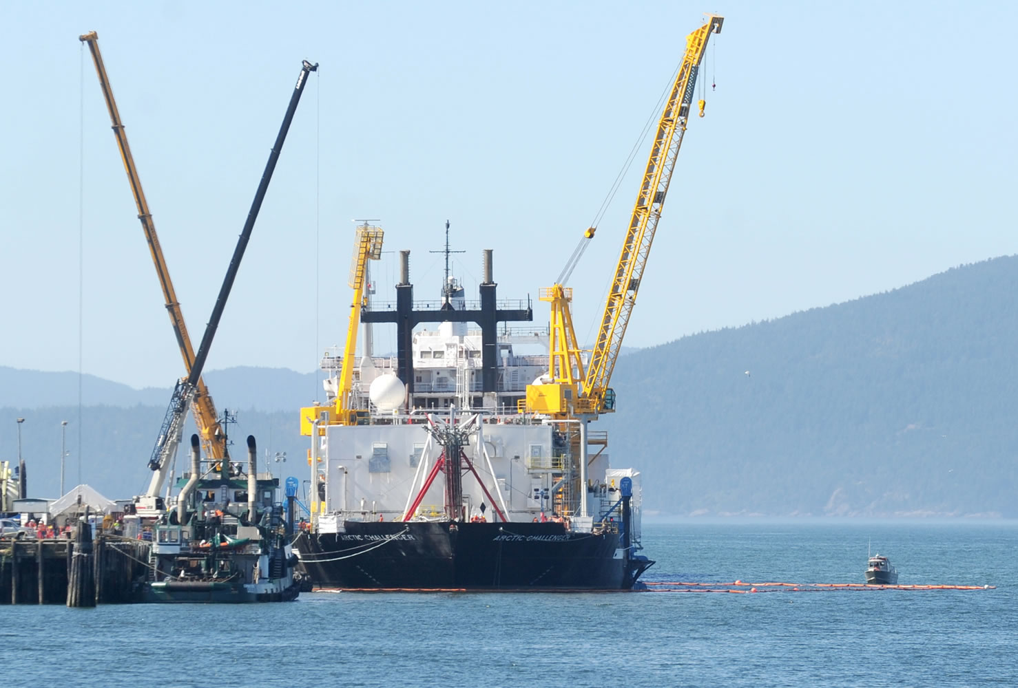 The Arctic Challenger is a containment barge designed to capture oil spilled during drilling.