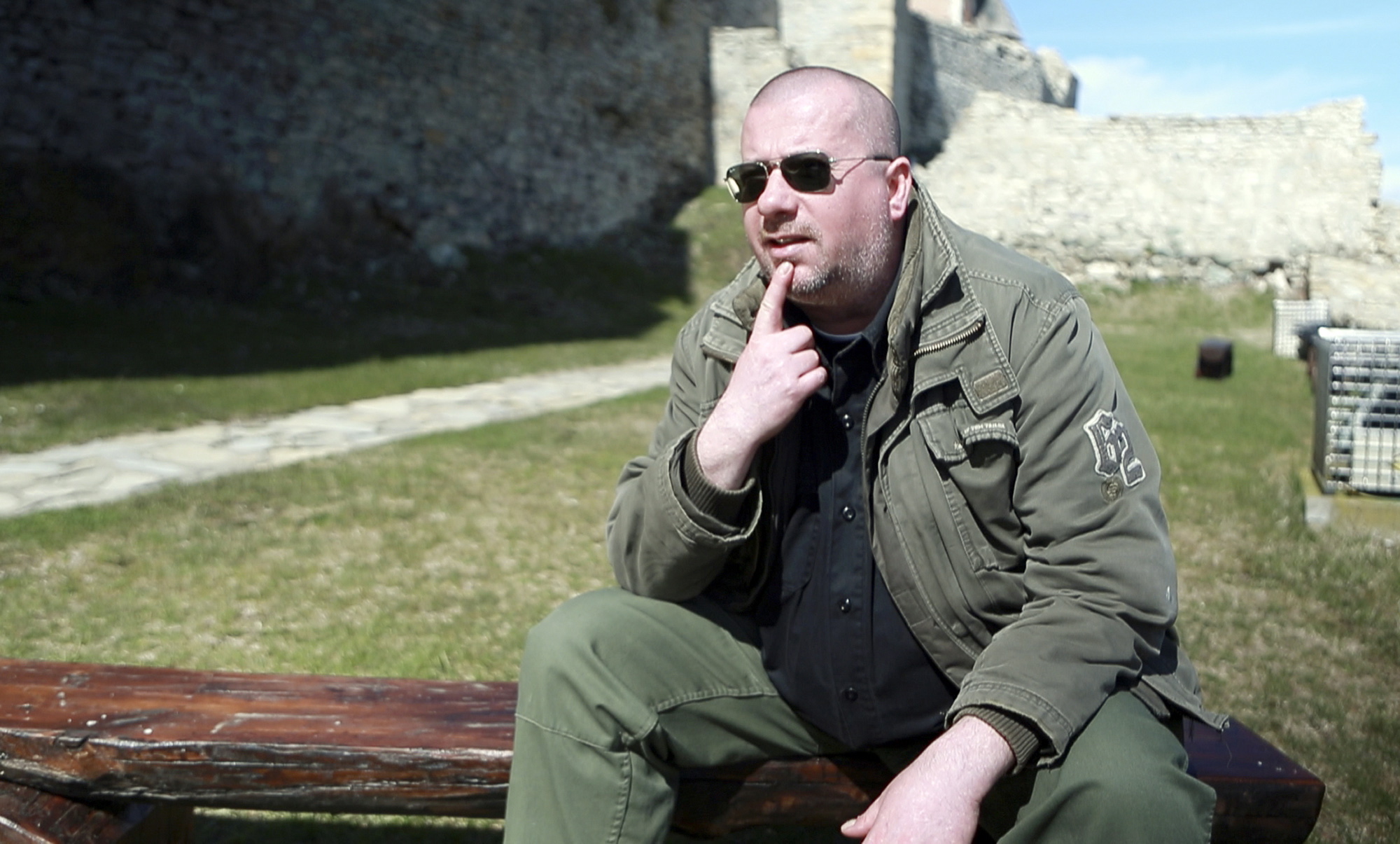 War veteran Tomislav Galovic gestures during an interview with the Associated Press in Zagreb, Croatia, on April 10.