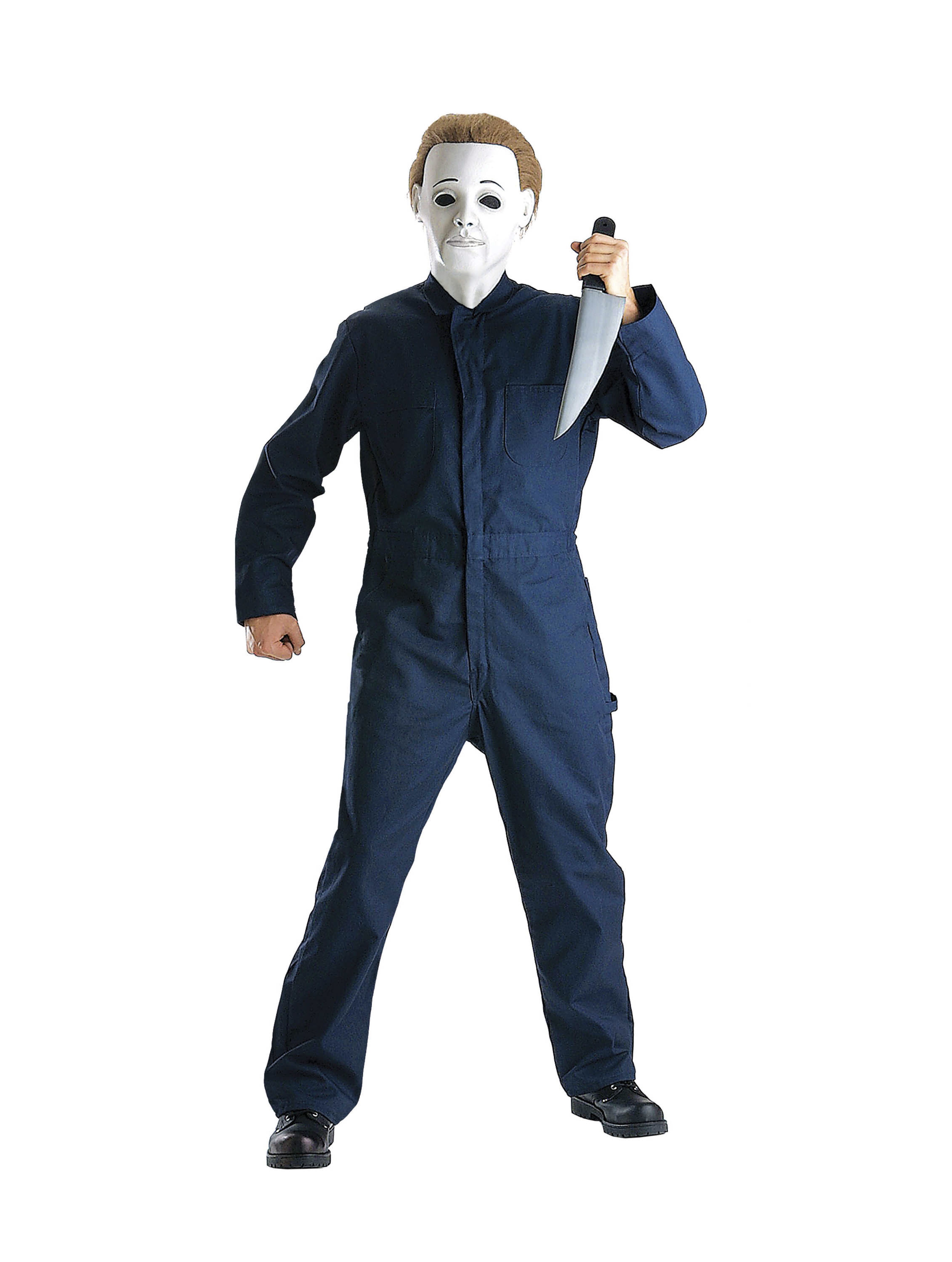 A boys costume depicting the horror figure Michael Myers from the &quot;Halloween&quot; film franchise.