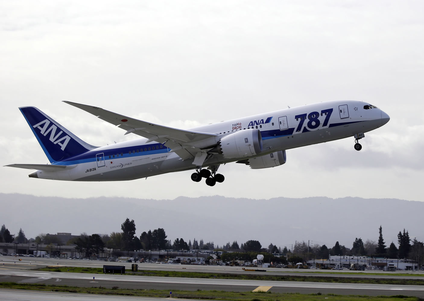 All Nippon Airways' Boeing 787 Dreamliner takes off for the company's first non-stop flight from San Jose to Tokyo at the San Jose International Airport in San Jose, Calif. on Friday.