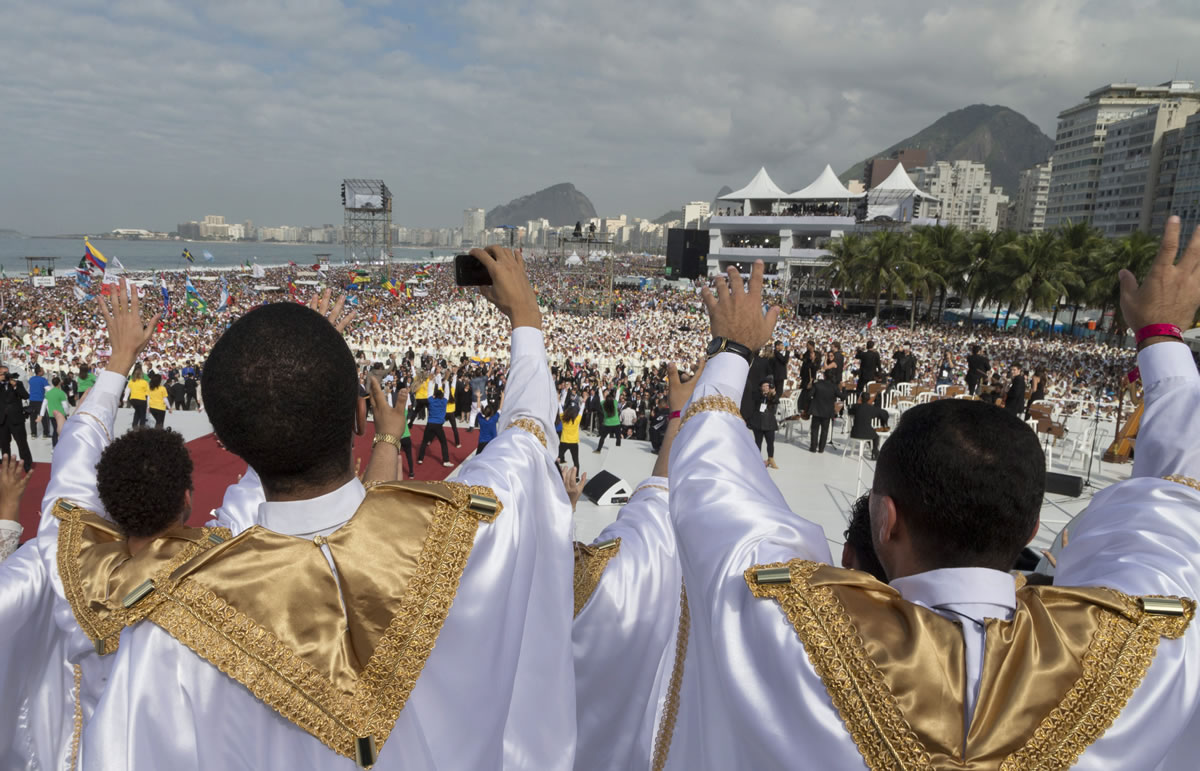 A partial view of the some three million people attending the World Youth Day closing Mass co-celebrated by Pope Francis at Copacabana beach in Rio de Janeiro, on Sunday.