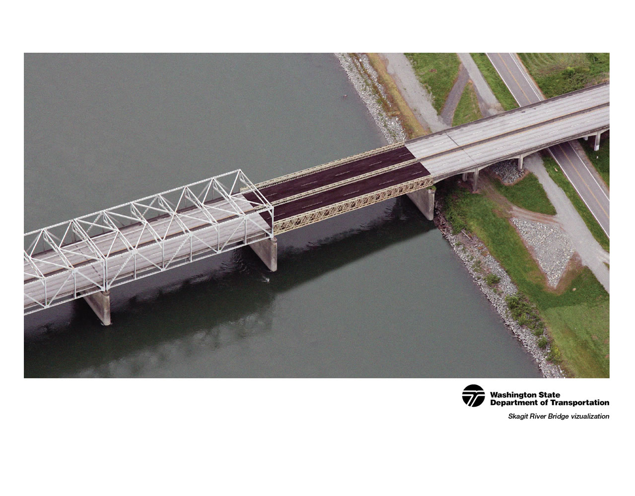 This photo released by the Washington State Department of Transportation shows what a temporary span over the Skagit River might look like.
