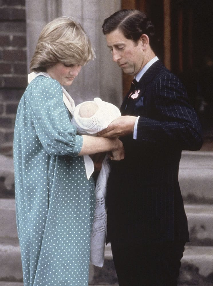 Britain's Prince Charles, Prince of Wales, and wife Princess Diana take home their newborn son, Prince William, as they leave St.