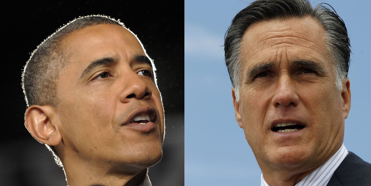 President Barack Obama, left, and Republican challenger Mitt Romney.