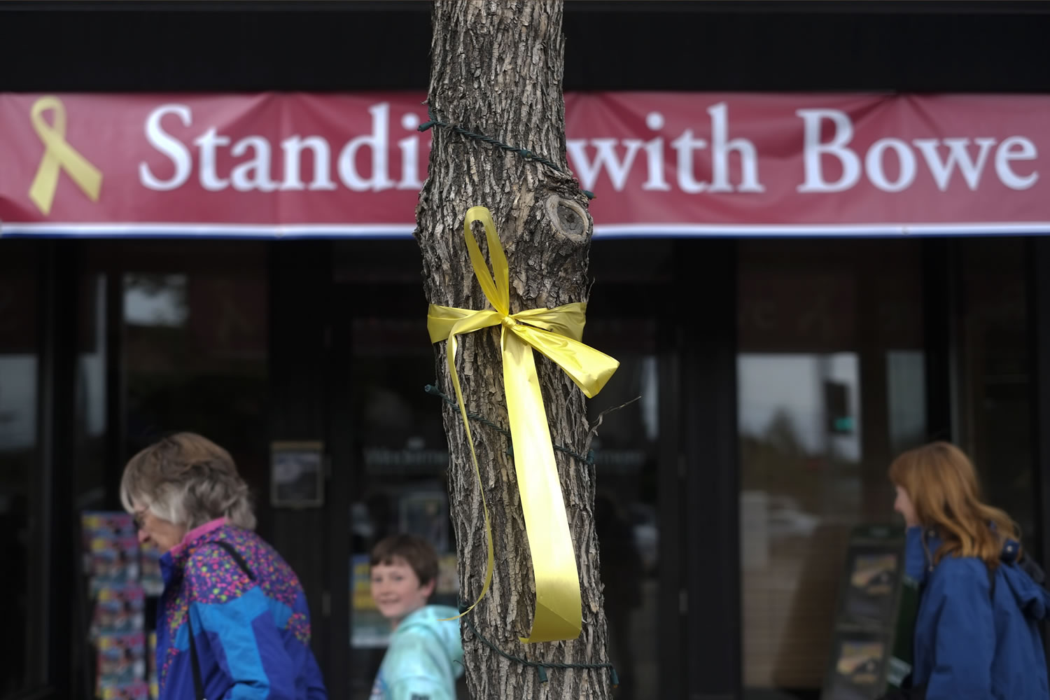 A yellow ribbon honoring captive U.S. Army Sgt. Bowe Bergdahl is shown tied to a tree in Hailey, Idaho, on Friday.