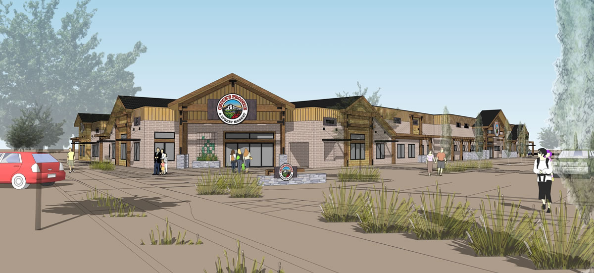 Green design plans call for pervious pavement and rain gardens in Clark County's second Chuck's Produce and Street Market, set to break ground next week.