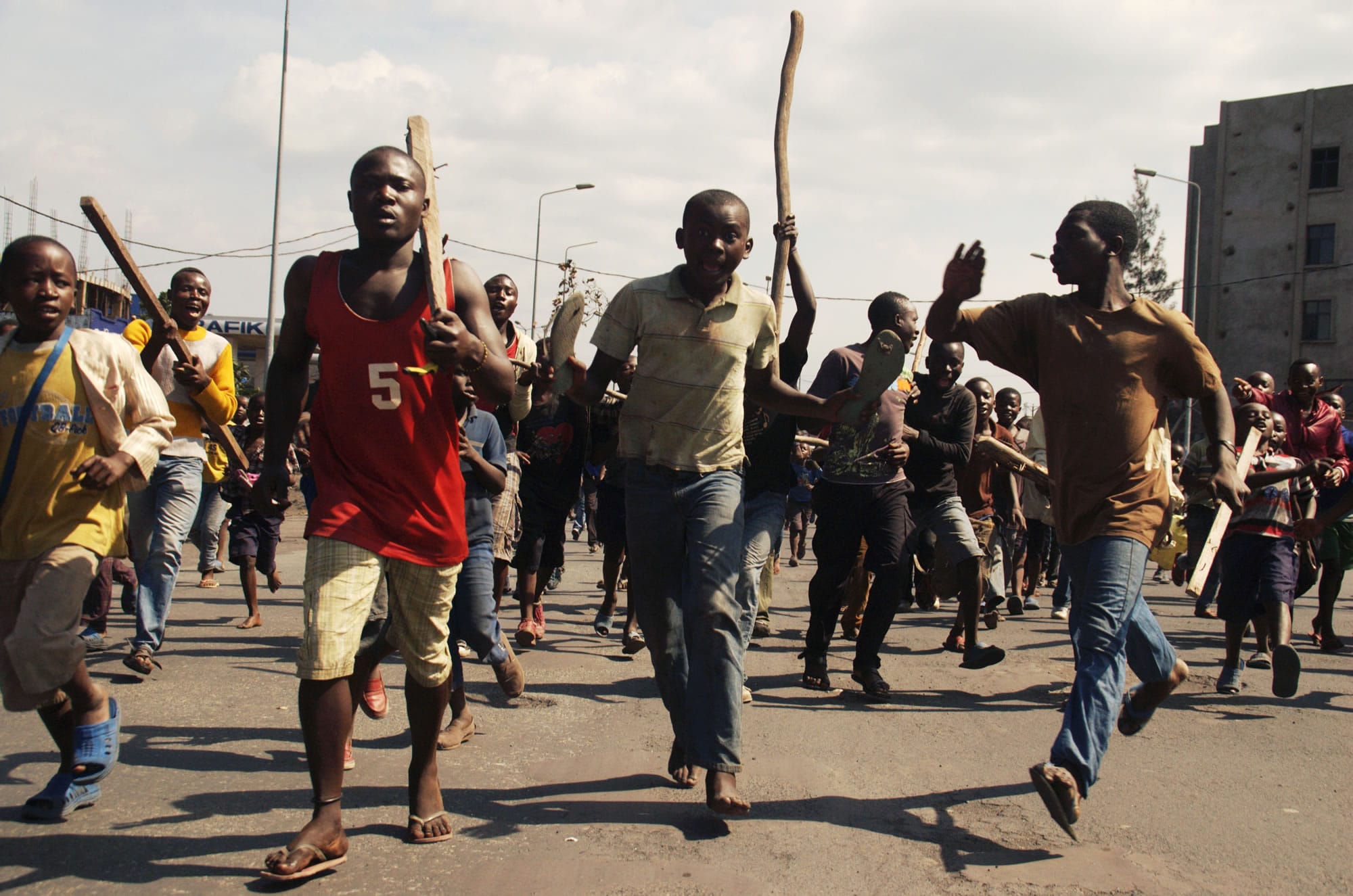 Angry residents take to the streets to protest recent violence including mortar attacks that have struck homes and churches in the eastern provincial capital, killing at least seven civilians and wounding dozens of others, in Goma, Congo, on Saturday.