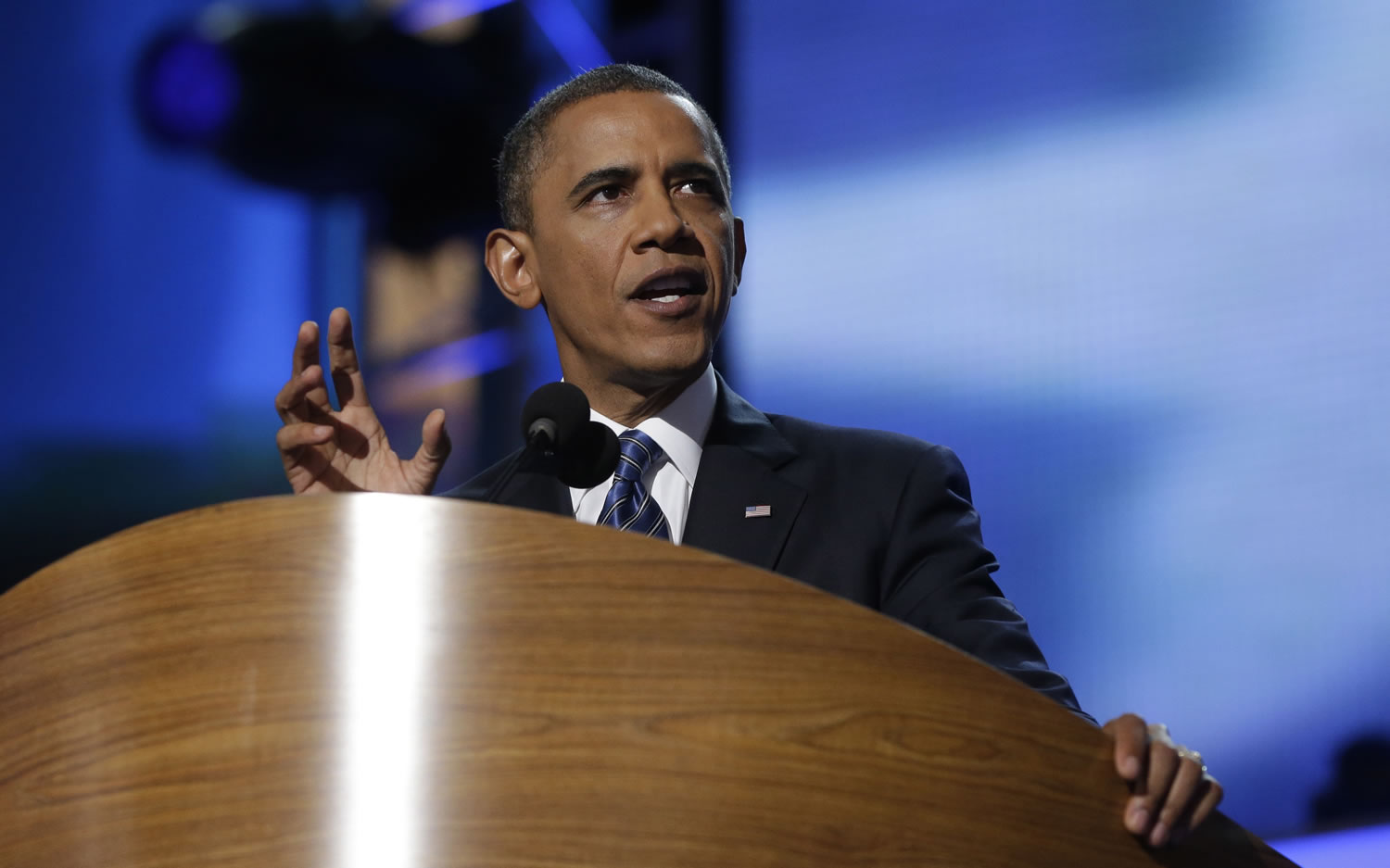 President Barack Obama addresses the Democratic National Convention in Charlotte, N.C., on Thursday, Sept. 6, 2012.
