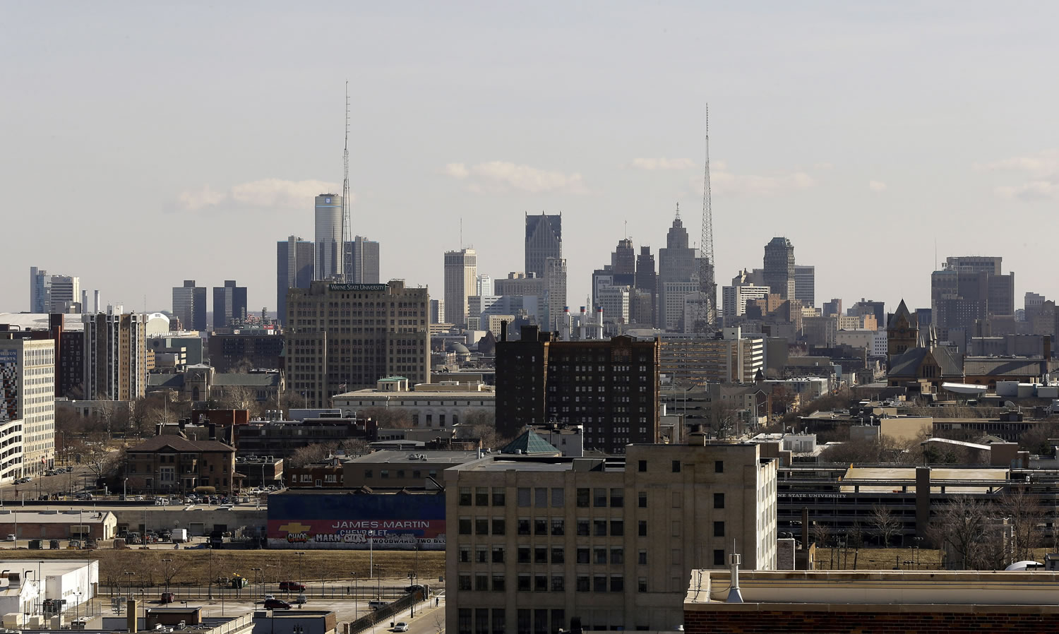 The skyline of the city of Detroit. In a report released late Sunday, Kevyn Orr, the city's state-appointed emergency manager, said Detroit is broke and faces a bleak future given the precarious financial path it's on.