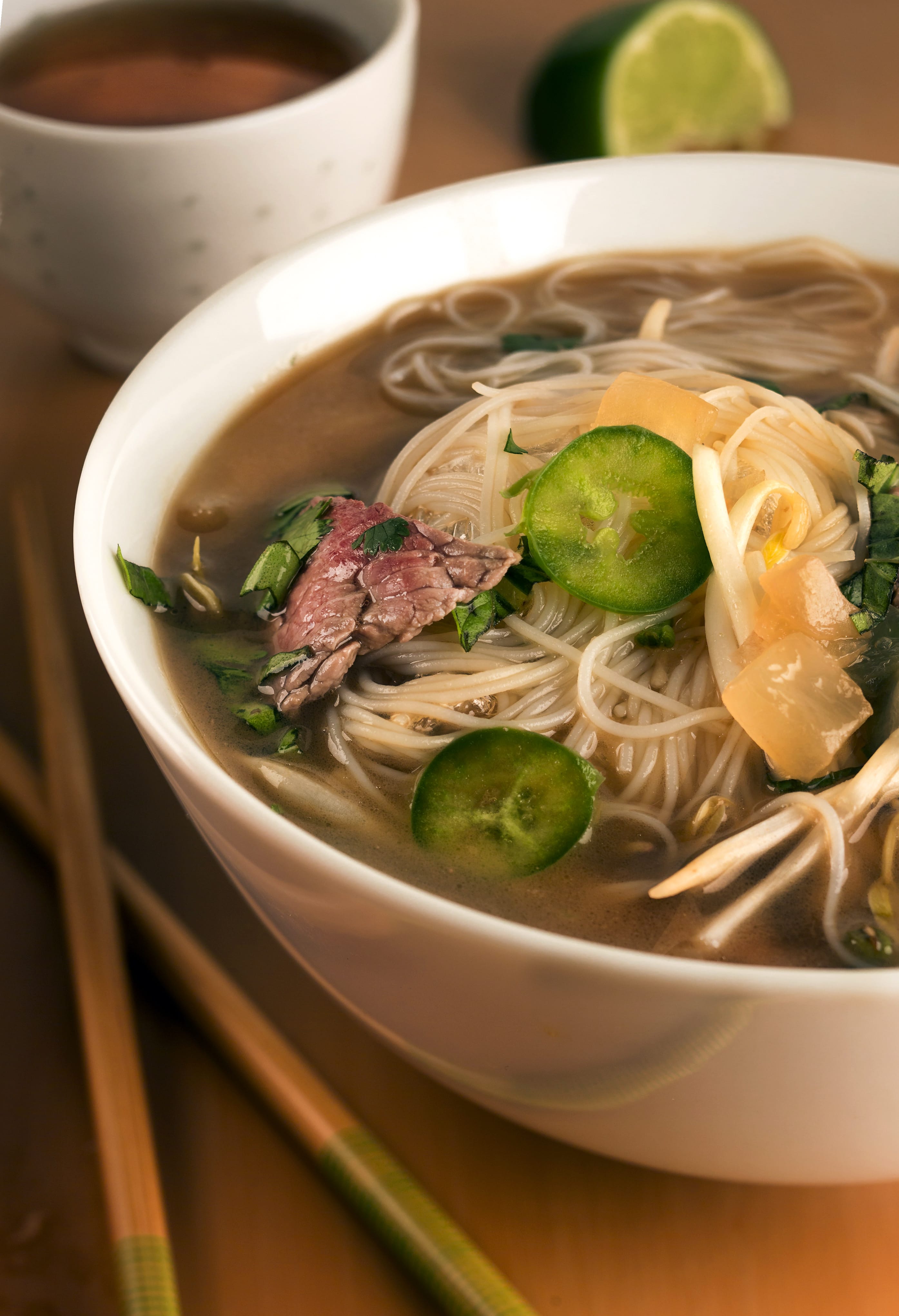 A variation in making Vietnamese pho is to substitute broth with rooibos chai tea.