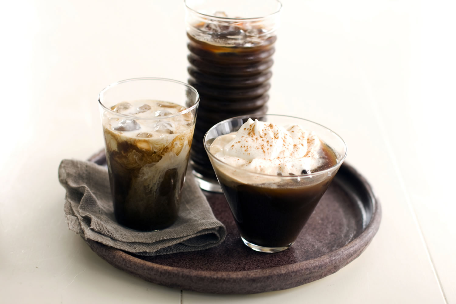 Glasses of cold-brewed iced coffee return for summer.