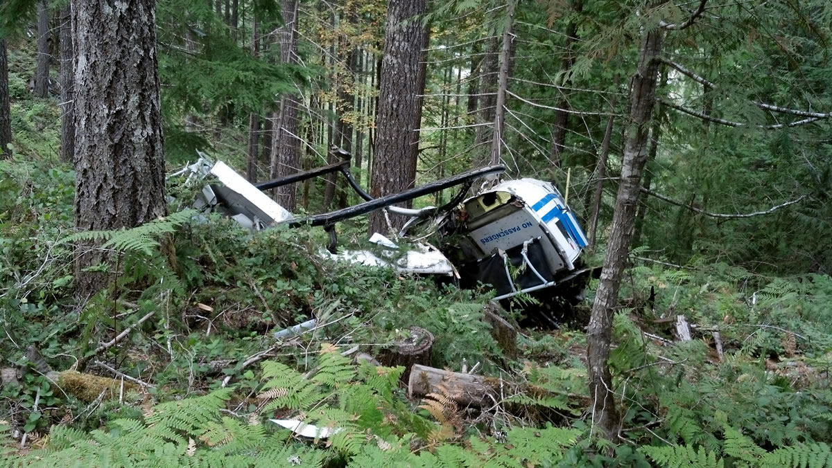 A helicopter crashed in Linn County, Ore., on Monday.