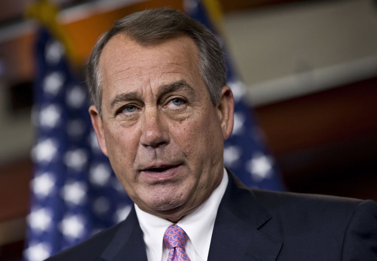 House Speaker John Boehner of Ohio speaks during a news conference on Capitol Hill in Washington in July.