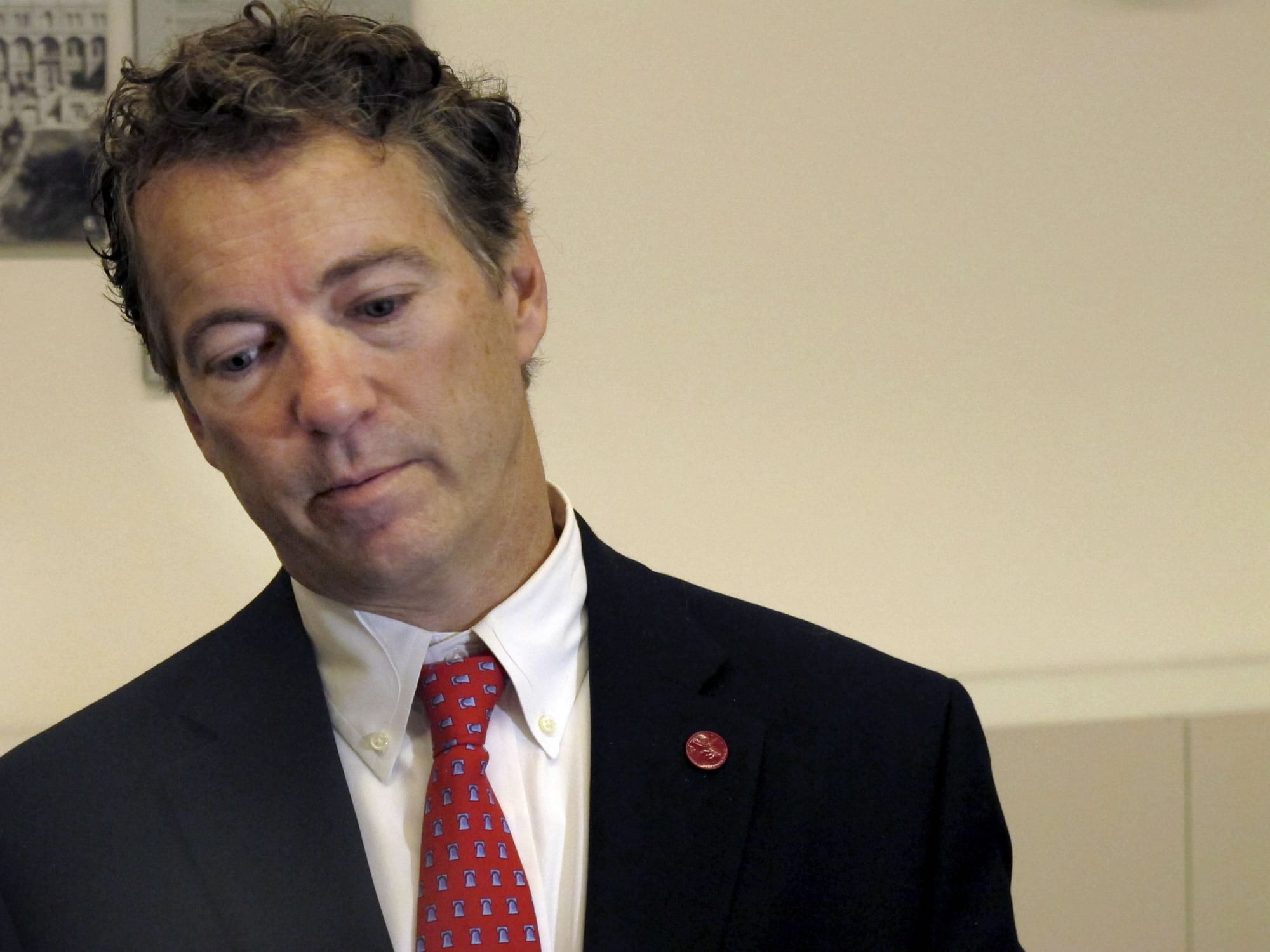 U.S. Sen. Rand Paul, R-Ky. pauses during a press briefing at a hotel in Jerusalem on  Jan.