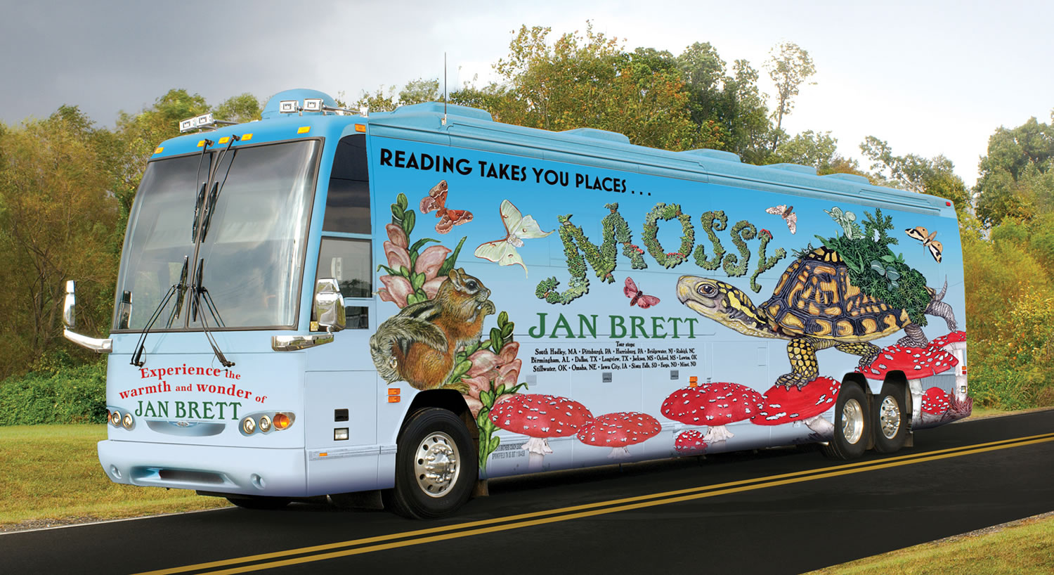 Author Jan Brett will roll into Vancouver this weekend in her &quot;Mossy&quot; tour bus.