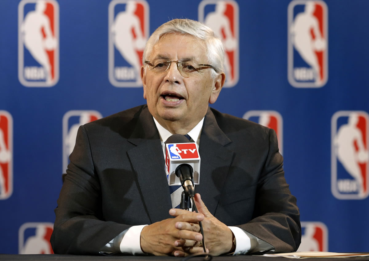 NBA commissioner David Stern makes a statement during a news conference Wednesday in Dallas, that the Sacramento Kings will remain in Sacramento.