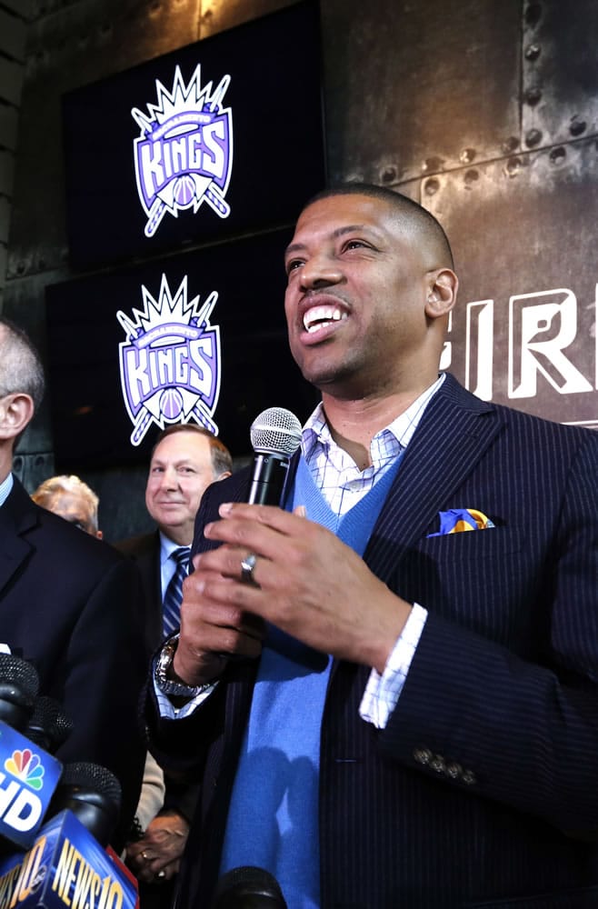 Sacramento Mayor Kevin Johnson at a press conference Monday after the NBA relocation committee said it will recommend the Kings not move to Seattle.