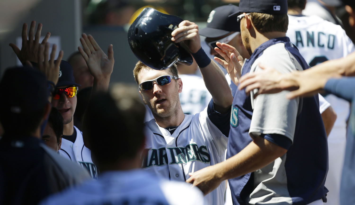 Outfielder Jason Bay, center, was designated for assignment by the Seattle Mariners on Monday.