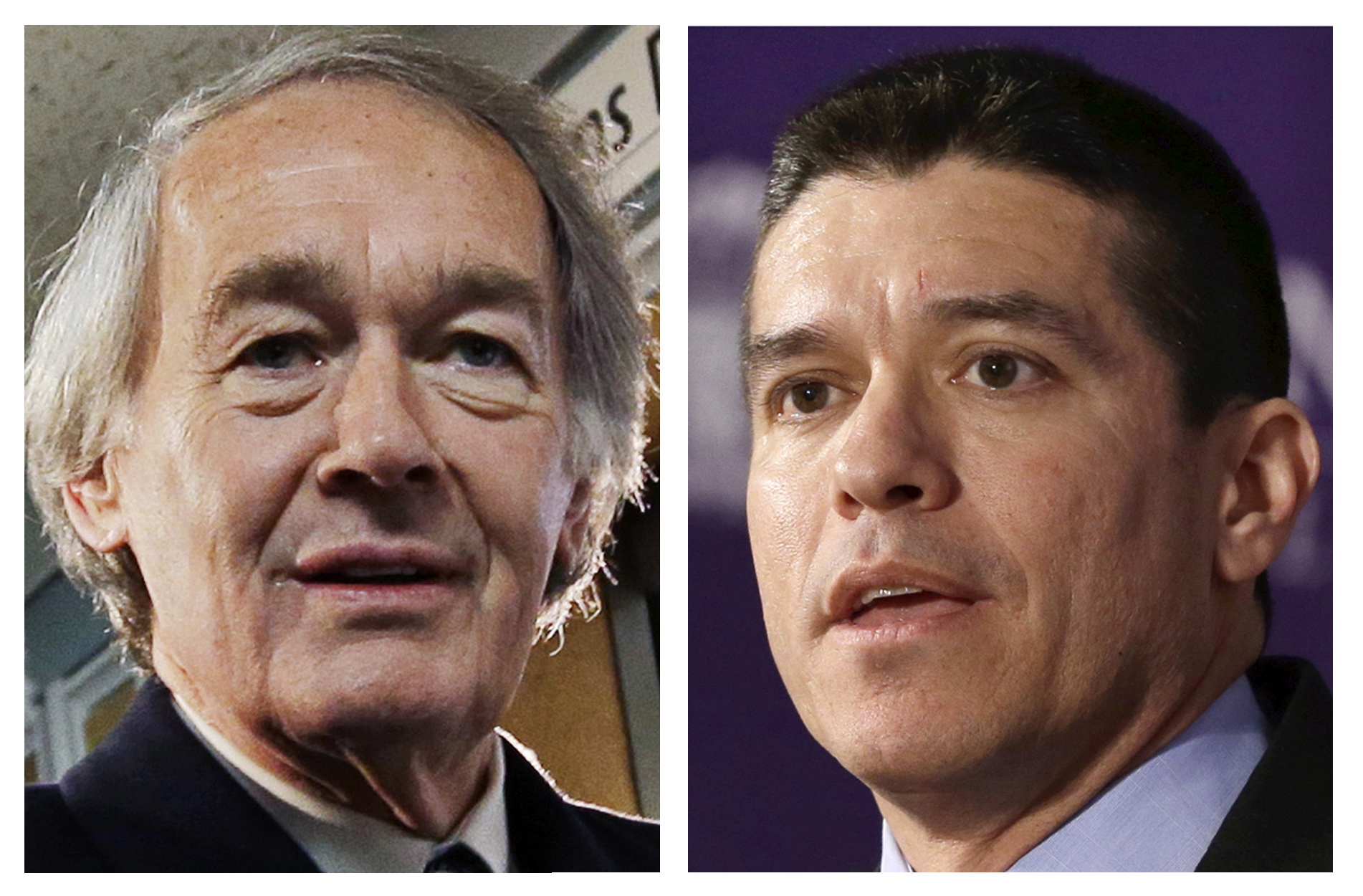 Democrat U.S. Rep. Ed Markey, left, and Republican Gabriel Gomez, right, candidates for U.S.