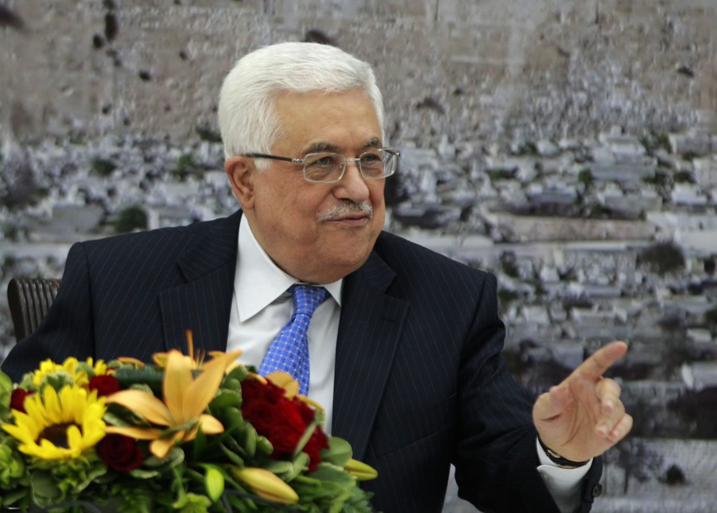 Palestinian President Mahmoud Abbas attends a meeting of the Palestinian leadership in the West Bank city of Ramallah on Thursday.