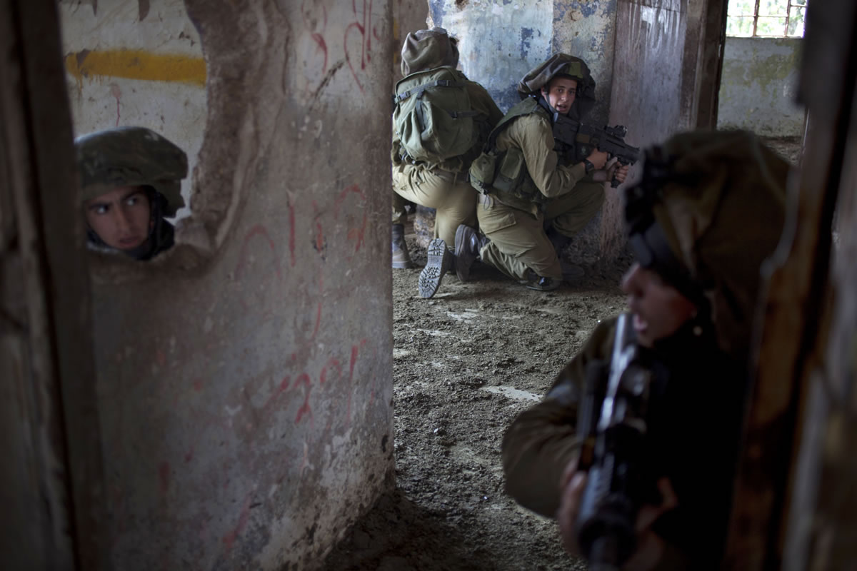 Israeli soldiers of the Golani brigade during an exercise in the Golan Heights.