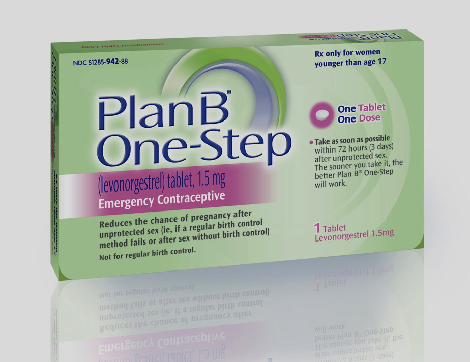 A package of Plan B One-Step, an emergency contraceptive, is shown.