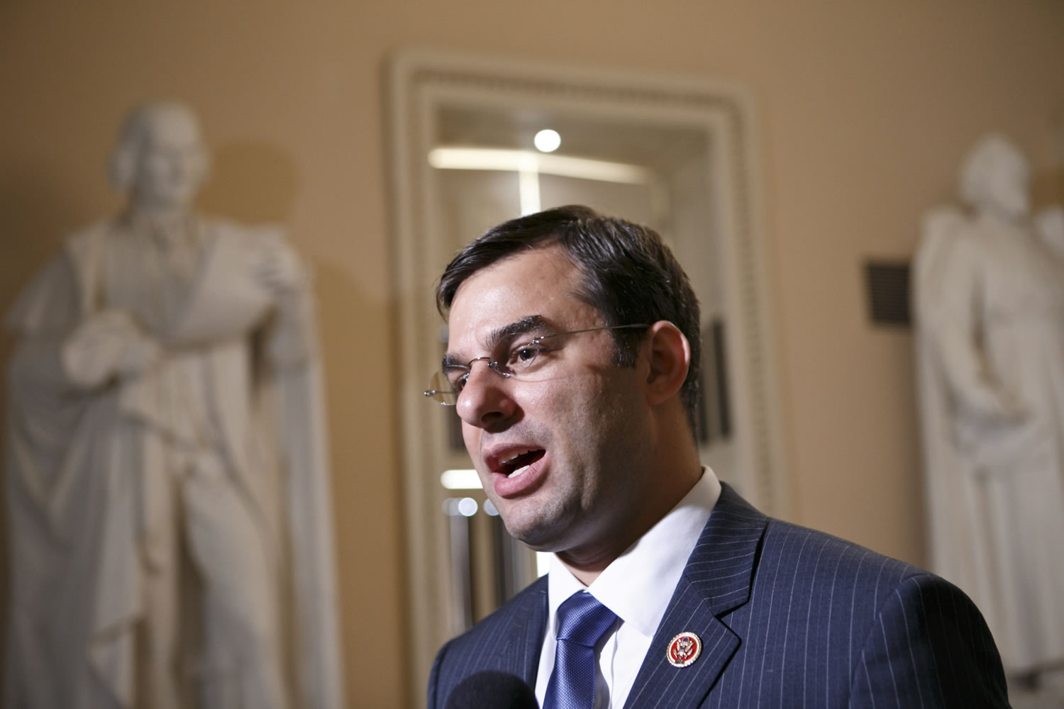 Rep. Justin Amash, R-Mich., comments Wednesday about the vote on the defense spending bill and his failed amendment that would have cut funding to the National Security Agency's program that collects the phone records of U.S.