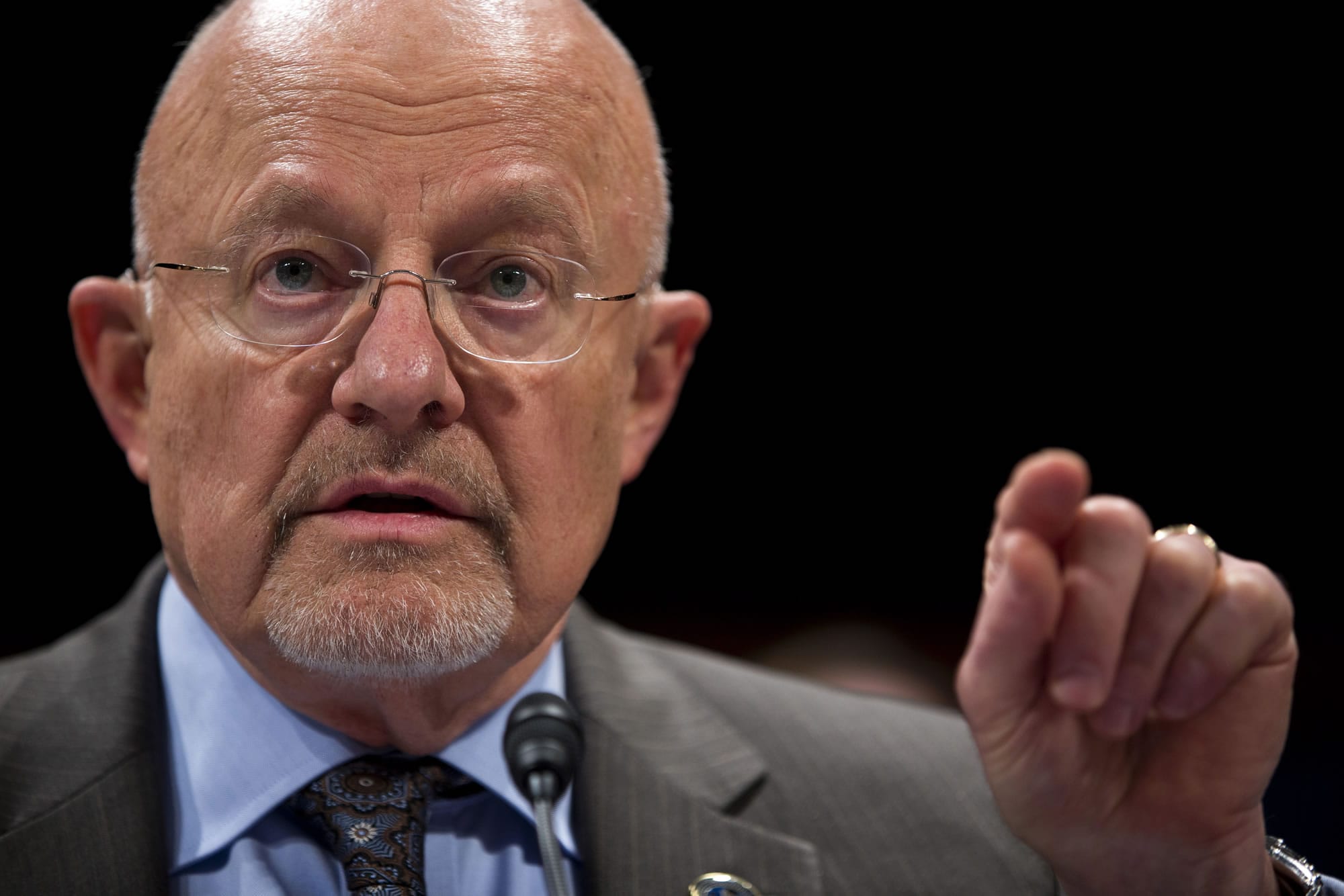 Director of National Intelligence James Clapper testifies on Capitol Hill on Tuesday before the House Intelligence Committee hearing on potential changes to the Foreign Intelligence Surveillance Act.