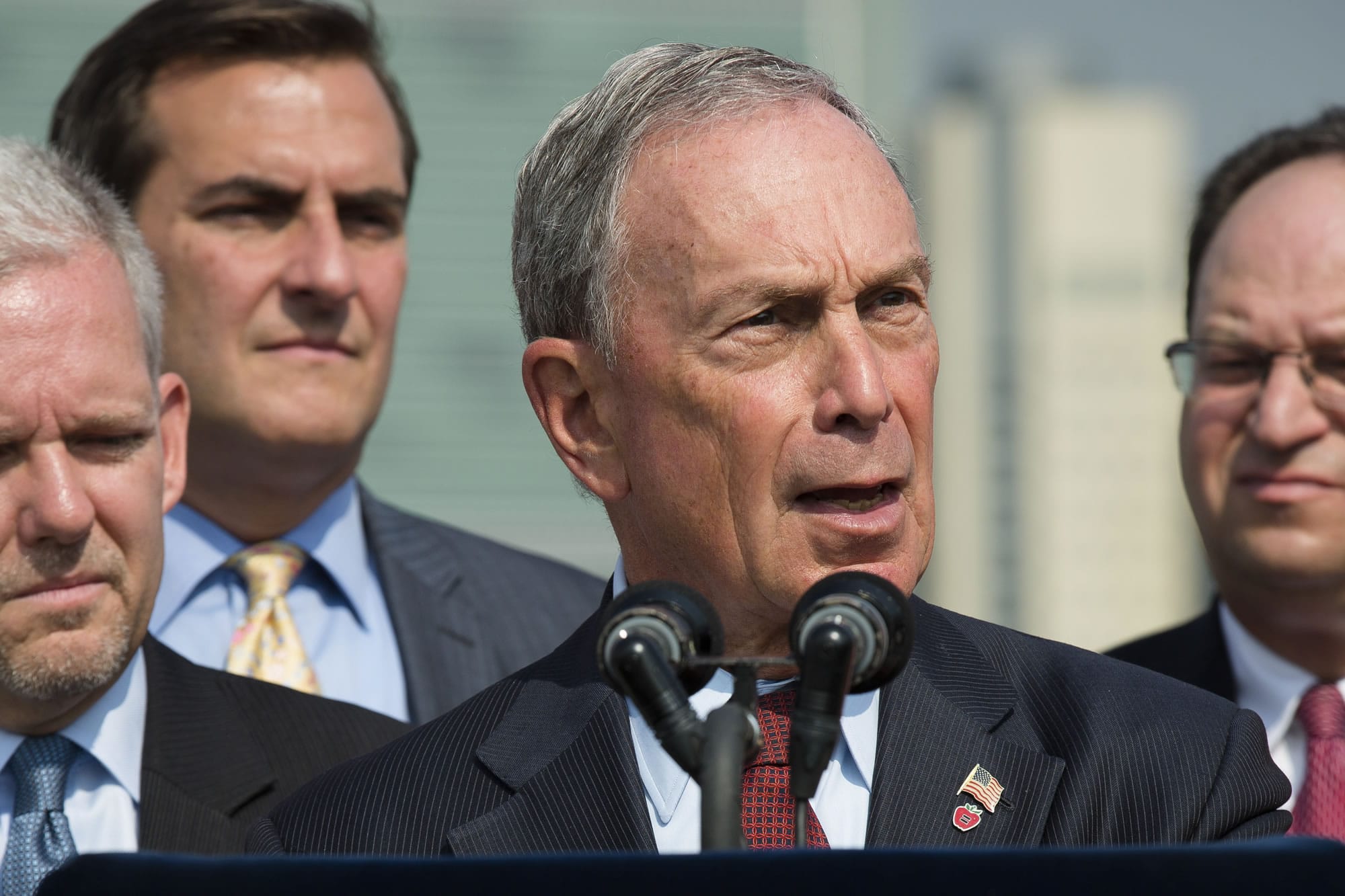 New York City Mayor Michael Bloomberg speaks to the media during a news conference after officially opening the new Hunter's Point South Waterfront Park on Wednesday in the Queens borough of New York.