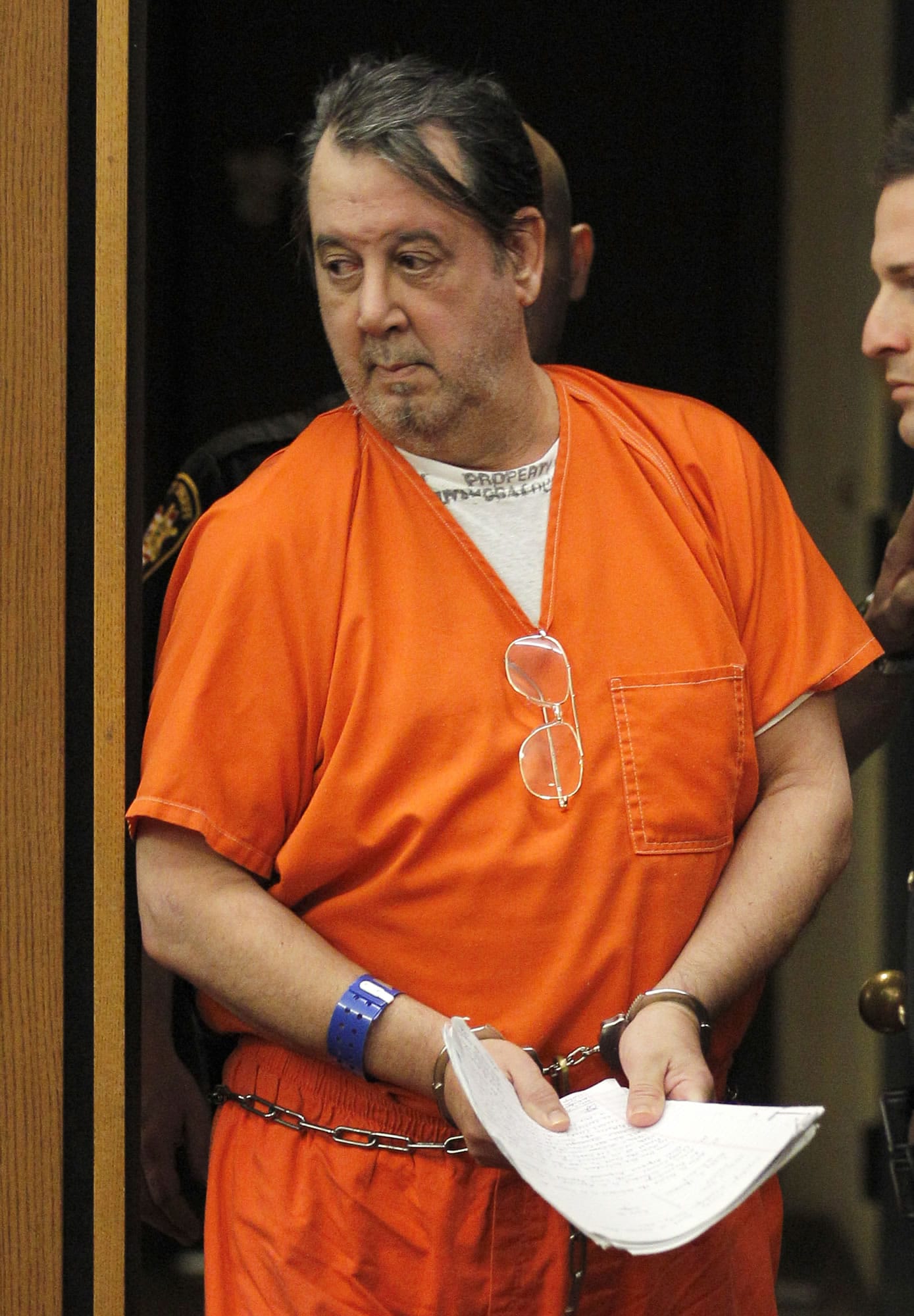 Bobby Thompson appears at a hearing in Cuyahoga County Court in Cleveland.