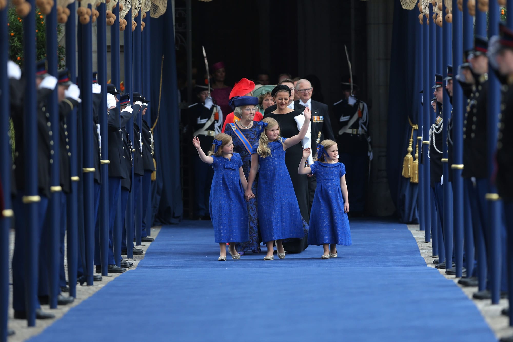 Dutch Princess Beatrix, back left, arrives with princesses from left; Alexia, Catharina-Amalia and Ariane at the Nieuwe Kerk or New Church in Amsterdam, The Netherlands, prior to the inauguration of King Willem-Alexander on Tuesday.