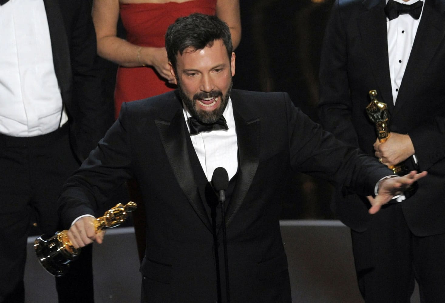 Director and producer Ben Affleck accepts the award for best picture for &quot;Argo&quot; during the Oscars at the Dolby Theatre in Los Angeles.
